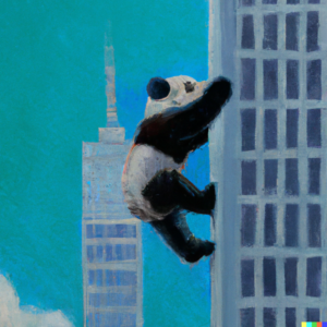 /hours-of-fun-creating-visual-art-with-prompts/images/DALL%C2%B7E-2022-08-20-09.43.53-A-painting-of-a-panda-climbing-a-skyscraper-300x300.png