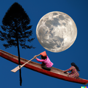 /hours-of-fun-creating-visual-art-with-prompts/images/DALL%C2%B7E-2022-08-20-15.59.33-lumberjacks-flying-in-a-canoe-past-the-moon-300x300.png