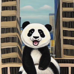 /hours-of-fun-creating-visual-art-with-prompts/images/stable-diffusion-A_painting_of_a_panda_climbing_a_skyscraper-300x300.png